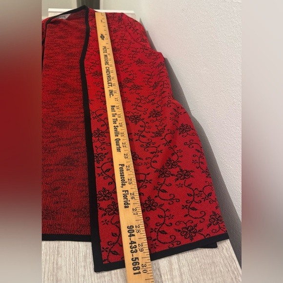 Exclusively Misook Open Front Longline Knit Cardigan Floral Career Luxe Large - Picture 6 of 10